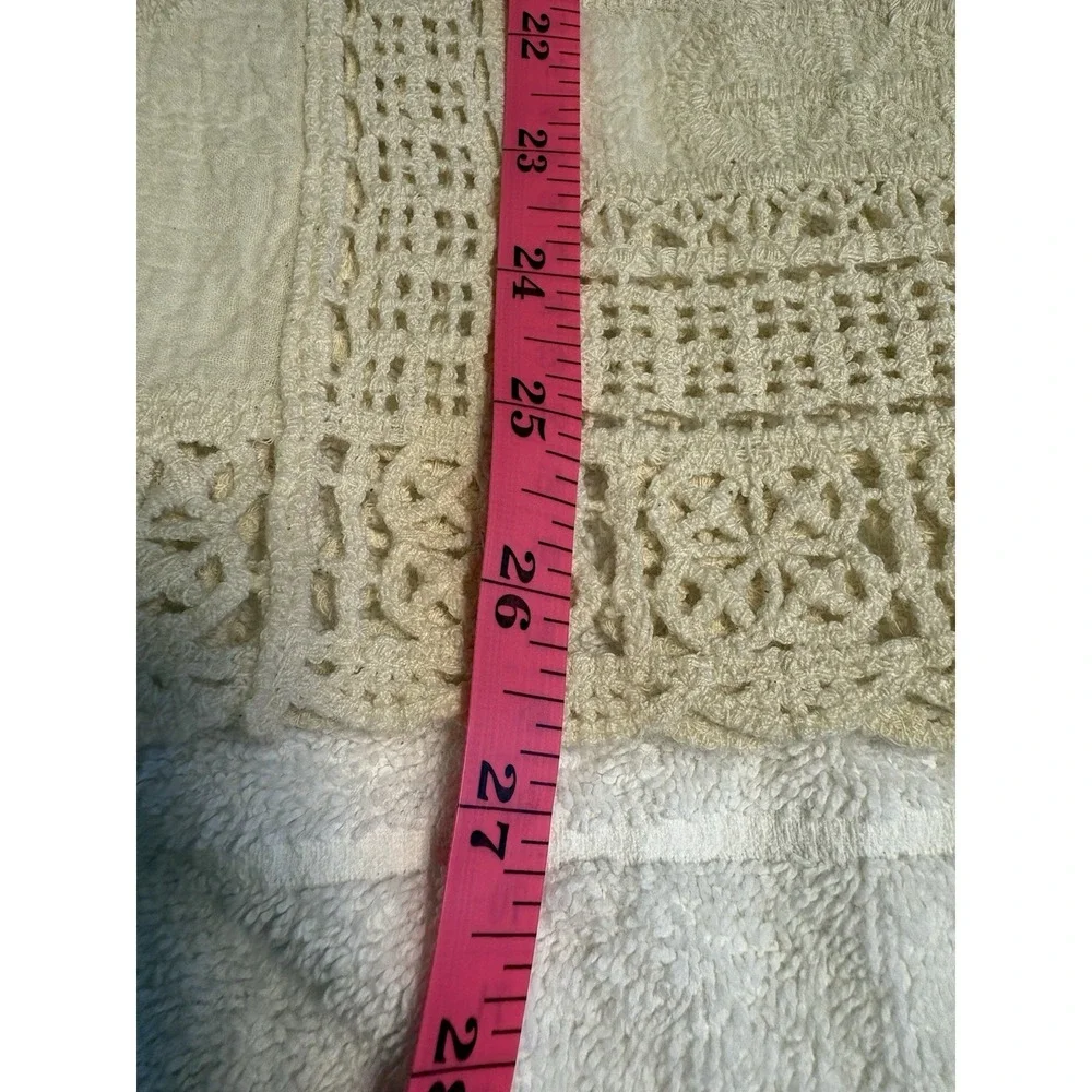 Democracy Cream 3/4 Sleeve Crochet And Lace Top, Size Medium, Boho
